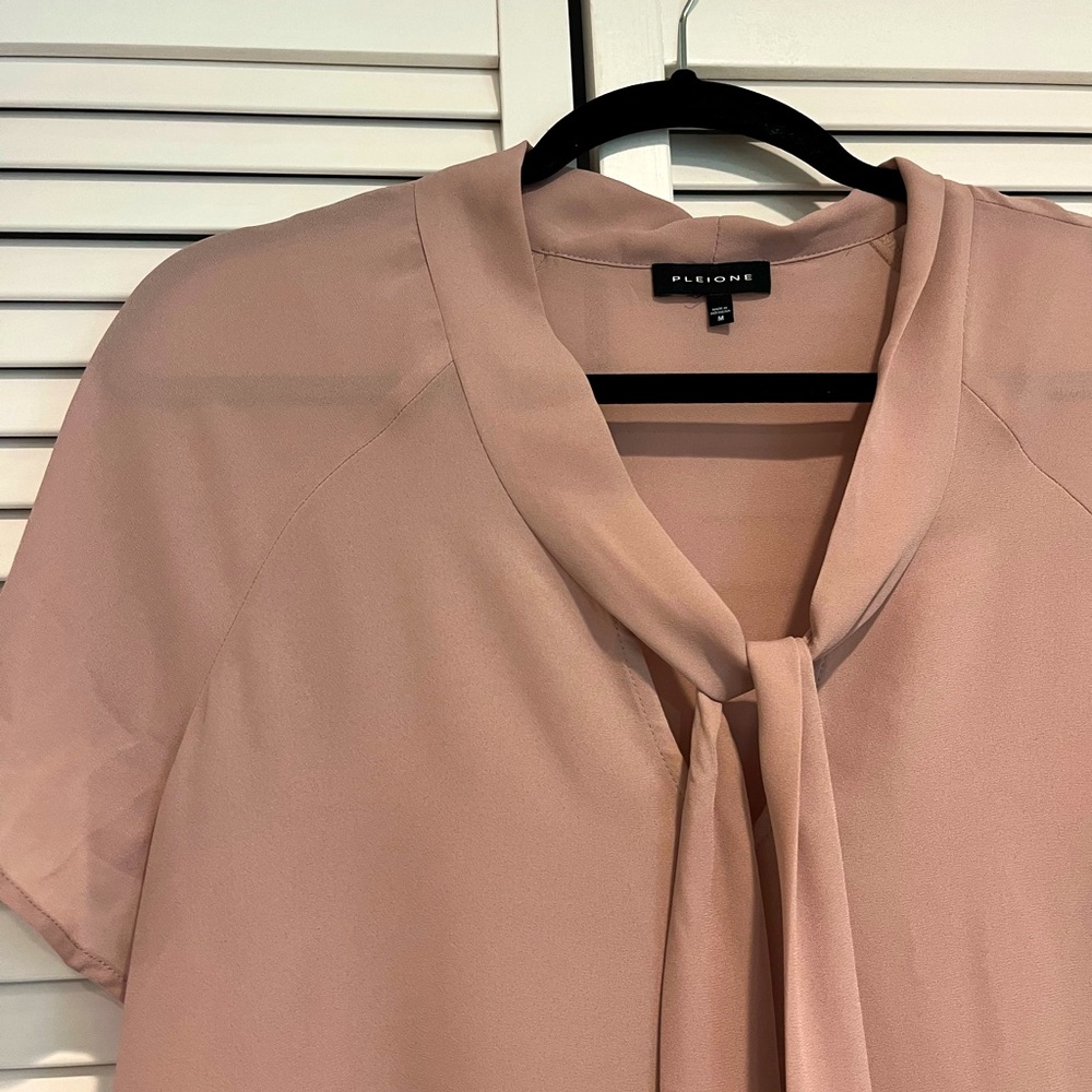 Nude Pink Front Tie Light Blouse